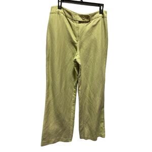 Emma James Dress Pants Size 14 Wide Leg Light‎ Green Linen Blend Small Hem Flaw